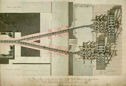 Machine hydraulique provisoire. Plan, projet no 1 par Cécile (1811).