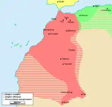 Extension maximale de l'Empire saadien(fin XVIe siècle)