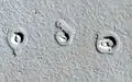 Vue rapprochée de pseudo-cratères martiens