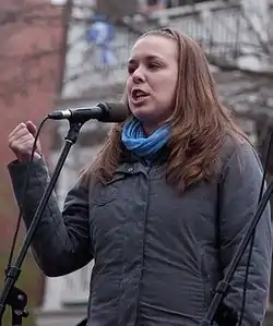 Martine Desjardins lors de la manifestation étudiante du 10 novembre 2011, au Parc Émilie-Gamelin à Montréal.