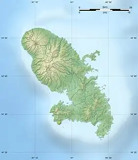 Carte en relief de la Martinique.