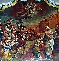 Le Martyre de Saint Second, détail d'une peinture de la collégiale Saint-Second d'Asti (XIXe siècle).