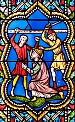 Le martyre de saint Austremoine, vitrail de Félix Gaudin, abbatiale de Mozac.
