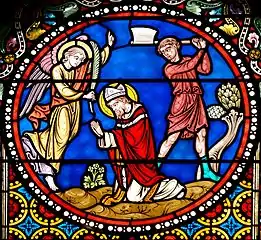 Le martyre de saint Austremoine, vitrail à l'église Saint-Austremoine d'Issoire.