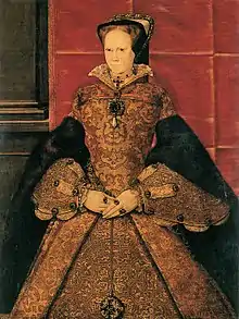 Marie Ire, reine d'Angleterre. Peinture de Hans Eworth (1520-1574).