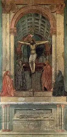 Crucifixion du Christ entouré de quatre personnages