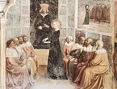 Masolino da Panicale, Sainte Catherine et les philosophes (1428-1430), basilique Saint-Clément-du-Latran.