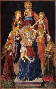 Vierge à l'Enfant avec six anges, New York, Morgan Library and Museum.