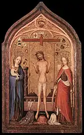 L'Homme de douleurs avec la Vierge et sainte Catherine, vers 1400-20, Musée Royal des Beaux-Arts, Anvers