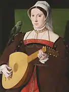 Portrait de femme jouant du luth, par le « Maître des années 1540 » (peintre néerlandais), vers 1541-1551.