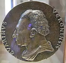 Médaille en argent d'un portrait de profil entouré des inscription GUARINUS VERONENSIS