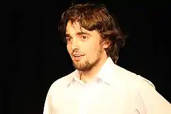 Matthieu Aubry receiving an award for Piwik at the 2012 New Zealand Open Source Awards