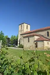 L'église vue depuis les vignes.