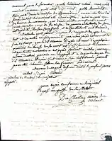 Procès-verbal du décès de Maurice Dupin. L'acte est rédigé par François Deschartres, maire de Nohant.Deuxième page du document.