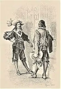 M. de Tréville raconte au roi Louis XIII le duel des mousquetaires.