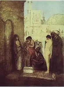 Un marché aux esclaves au Caire, par Maurycy Gottlieb (1877).