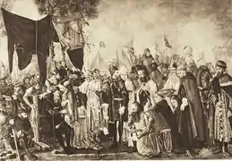 L'ordre de Livonie rend hommage au roi Zygmunt Août à Pozwolu en 1557, 1874