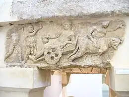 Mausolée de Vervicius représentant un Bacchus ivre à bord d'une charrette, Musée archéologique d'Arlon