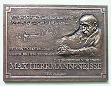 Plaque Max Herrmann-Neisse à Neisse