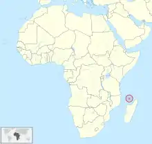 Carte administrative de l'Afrique, montrant Mayotte en rouge.