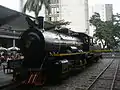 Préservée, la locomotive à vapeur, à la station de Medellín