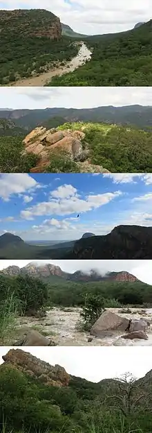 image composite de différents paysages du sud du Soutpansberg