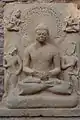 Buddha en méditation. Grand stūpa, torana ouest : galerie basse. Époque Gupta, Ve siècle
