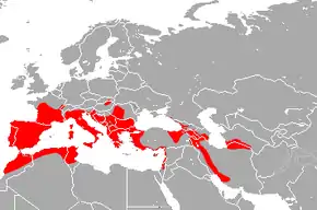 Aire de répartition du Rhinolophe euryale