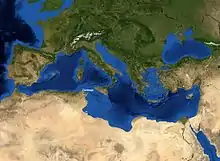 Carte de localisation de Carthage au centre du bassin méditerranéen