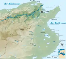 Carte de la partie septentrionale de la Tunisie actuelle