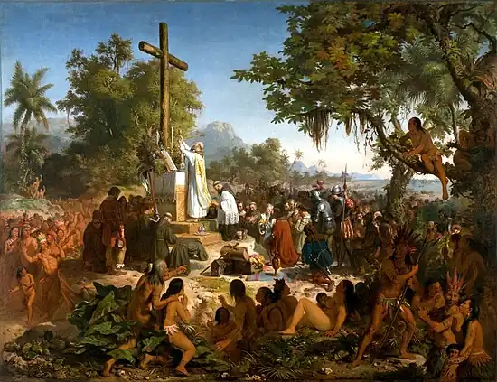 Victor Meirelles (Brésil), Primeira missa no Brazil (« Première messe au Brésil », 1861, Musée national des Beaux-Arts).