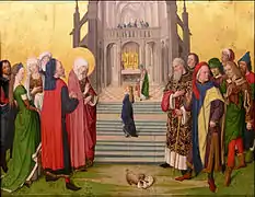 La Présentation de Marie (Tempelgang Mariae), entre 1460 et 1465, peinture sur bois, Munich, Alte Pinakothek.