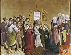 Le Mariage de la Vierge (Vermählung Mariae), entre 1463 et 1480, peinture sur bois, Munich, Alte Pinakothek.