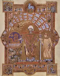 Codex Uta, saint Eberhard offrant la messe, BEB, Clm.13601, f.4