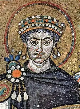Buste de Justinien sur une mosaïque