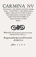 Recueil de poèmes pour le mariage de Daniela Matyáše ze Sudetu, 1565