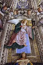 détail de la fresque de Melozzo da Forlì avec saint Marc et le roi David (1477 env.).