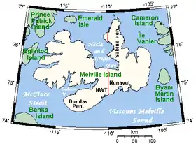 Carte de l'île Melville.