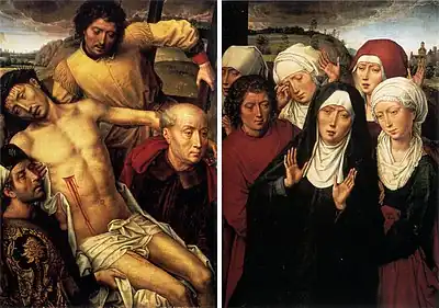 Hans Memling, 1475, DiptyqueLa Descente de la Croix et Les Pleurs des Saintes FemmesChapelle royale de Grenade