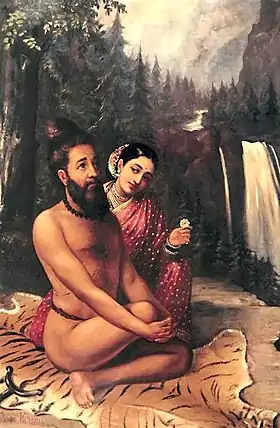 Menaka séduisant Vishvamitra (Peinture par Raja Ravi Varma)