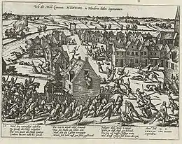 Description de l'image Menen veroverd door de Malcontenten, 1578.JPG.