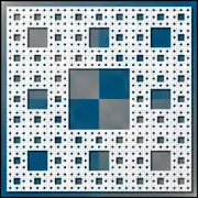 Face d'une éponge de Menger, ou tapis de Sierpiński.