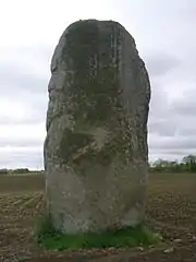 Le Menhir de Kerguézennec dans les Côtes d'Armor (France).