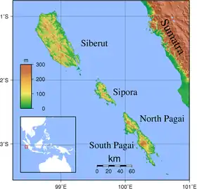Carte des îles Mentawaï.