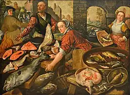 Marché aux poissons, toile de Joachim Beuckelaer, 1570.