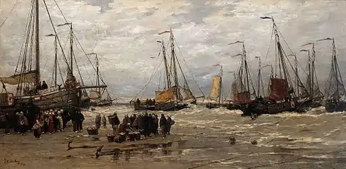 Prises de pêcheurs sur les brisants (vers 1875-1885), Amsterdam, Rijksmuseum.