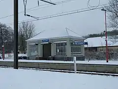 La gare sous la neige à l'hiver 2012.