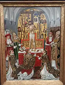 Messe de saint Grégoire, vers 1500, peintre anonyme actif vers Bruxelles, huile sur panneau, musée Groeninge de Bruges