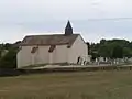 L'église et le cimetière, vue de la mairie