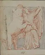 Dessin représentant le combat entre un homme et un centaure.